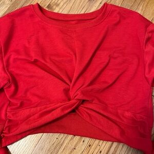 shein red knot long sleeve crop top